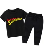 Superman Black Summer Tracksuit For Kids